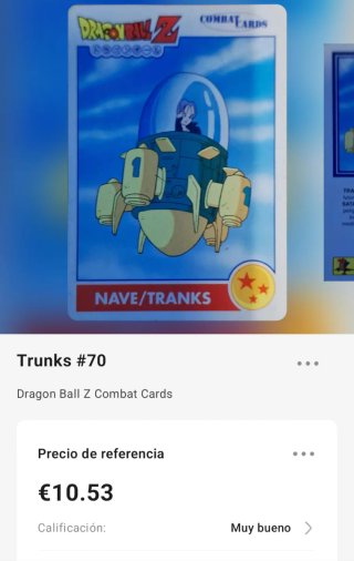 Carta Dragon Ball Z Combat Cards Trunks #70