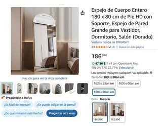Espejo de cuerpo entero 180x80 – con defecto