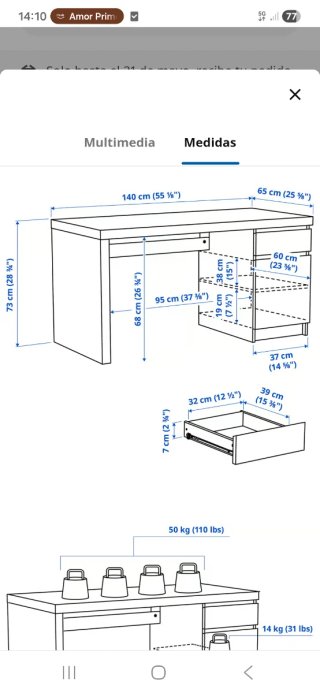 Escritorio Ikea Malm Madera