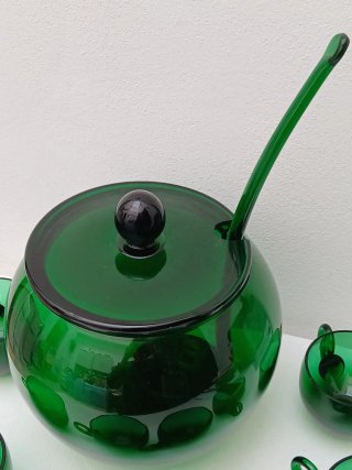 Set Punch Vetro Murano Verde Nero