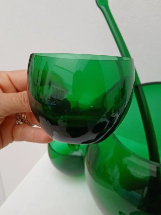 Set Punch Vetro Murano Verde Nero