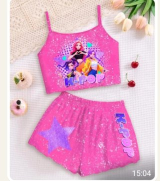 Conjunto K-Pop niña top y shorts Talla 7 años