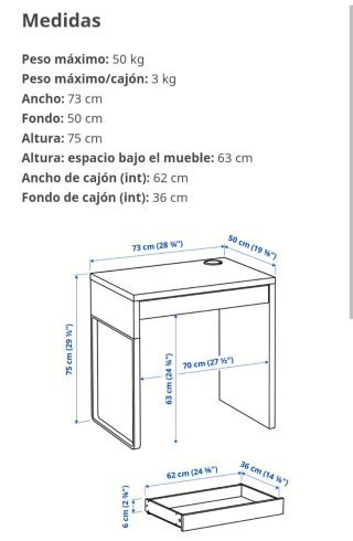 Mesa de escritorio Ikea blanca