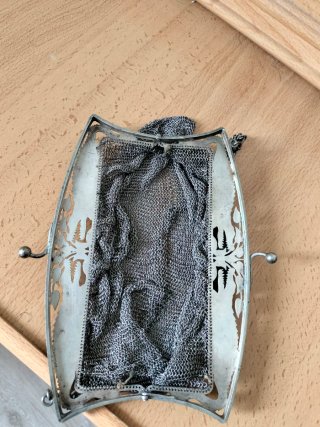 Bolso y monedero de malla de plata