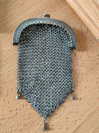 Bolso y monedero de malla de plata