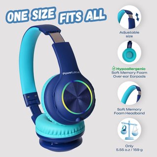 PowerLocus auriculares bluetooth niños luces LED