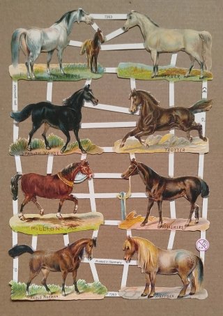 Lámina Cromos troquelados EF caballos vintage