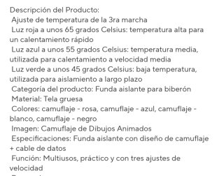 Calienta biberones USB