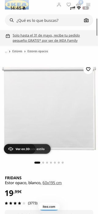 FRIDANS Estor opaco blanco 60x195 cm