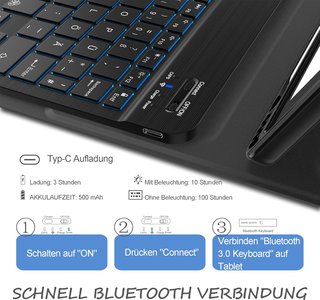 Funda teclado iluminado inalámbrico portátil