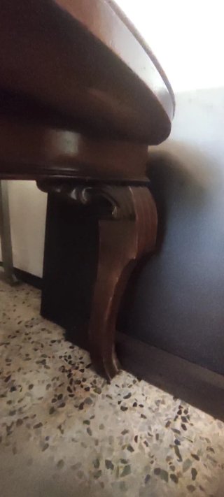 Mesa vintage marquetería y 6 sillas