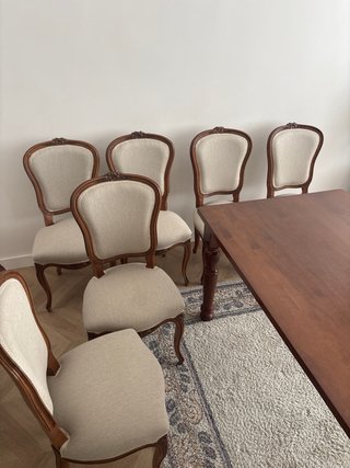 6 Sillas Isabelinas Tapizadas Madera