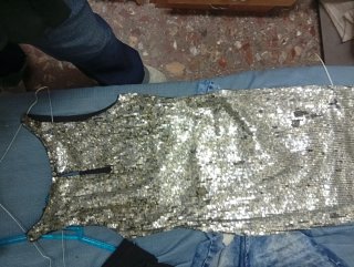 Vestido lentejuelas plata Zara Talla M