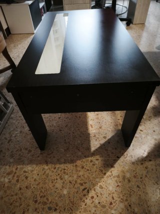 Mesa de centro elevable madera y cristal