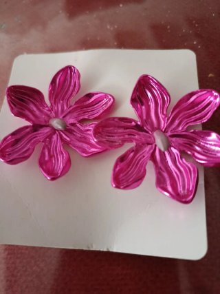 Pendientes Flor Zara Rosa Metálico