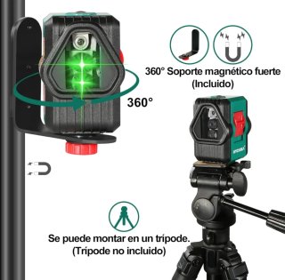 HYCHIKA Nivel Láser Verde 45M, USB Carga, Láser