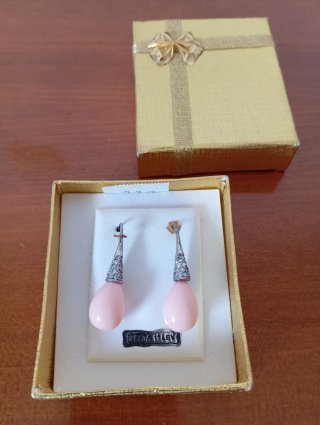 Pendientes Plata Ley Perla Rosa
