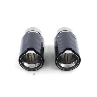 2 COLAS ESCAPES REDONDAS CARBONO BRILLO LOOK BMW