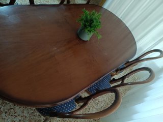 Conjunto mesa y sillas vintage madera