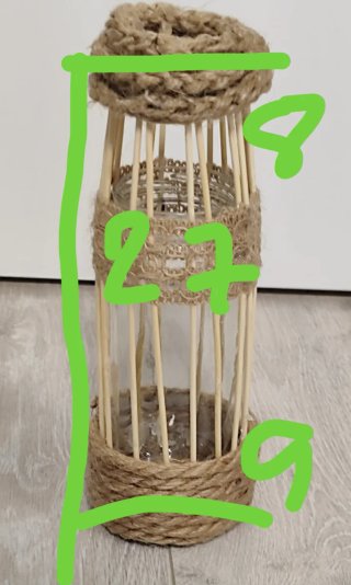 Florero/Jarrón Artesanal Madera y Yute