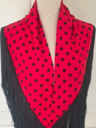 Mantoncillo Flamenco Rojo Lunares Negros