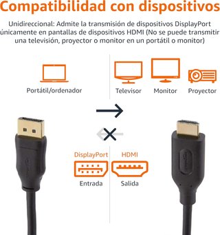Amazon Basics cable DisplayPort a HDMI 3m