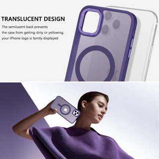 Funda magnética resistente translúcida morado