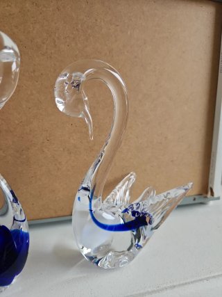 Pareja Cisnes Cristal Murano Azul cristal vidrio