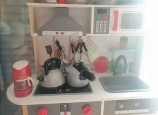 Cocina de juguete de madera + accesorios