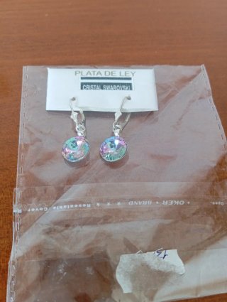 Pendientes Plata Ley piedra Swarovski transparente