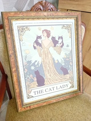 Quadro su tela Art Deco Donna con Gatti