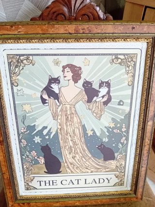 Quadro su tela Art Deco Donna con Gatti