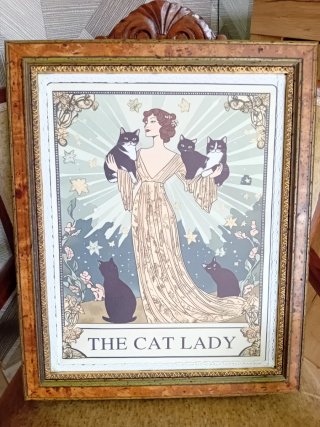 Quadro su tela Art Deco Donna con Gatti