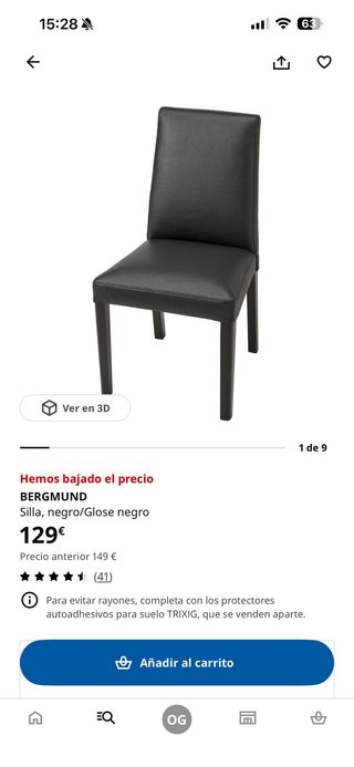 Mesa comedor madera y 6 sillas piel