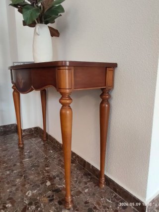 Consola mesa comedor convertible madera maciza.