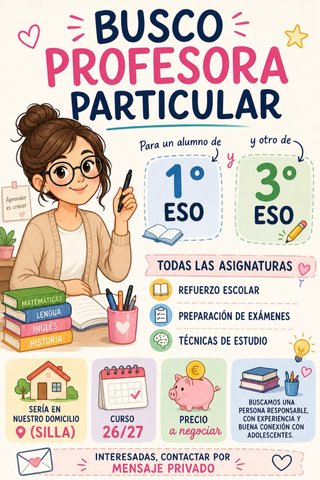 Profesora repaso para 1 y 3 ESO a domicilio