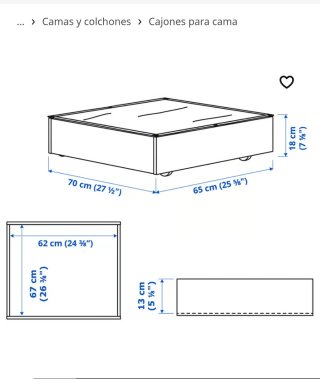 2 Cajones de cama VARDÖ blanco 65x70 cm Ikea