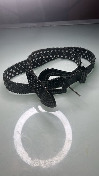 Y2K Black Studded Belt emo grommet punk