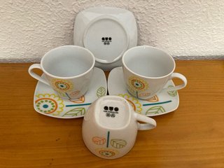 Juego 6 tazas café con leche y platos