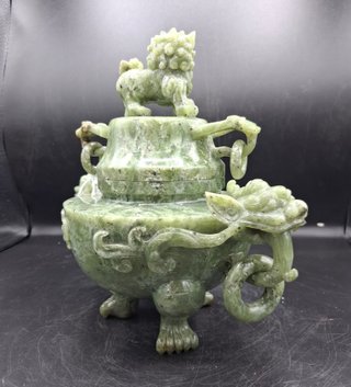 Gran Incensario Chino Serpentina con Dragones