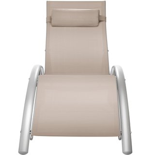 2 tumbonas, aluminio, ajustable en 5 niveles, 180 x 59 x 50 cm, beige