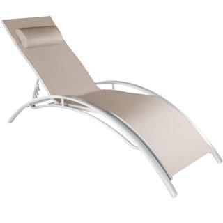 2 tumbonas, aluminio, ajustable en 5 niveles, 180 x 59 x 50 cm, beige