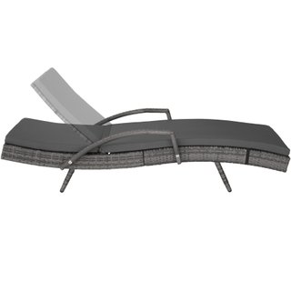 Tumbona de ratán curva de aluminio ajustable en 5 posiciones, gris