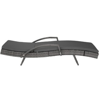Tumbona de ratán curva de aluminio ajustable en 5 posiciones, gris