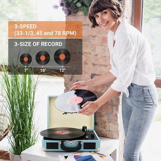 - ByronStatics tocadiscos vinilo vintage portáti