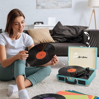 - ByronStatics tocadiscos vinilo vintage portáti