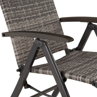 Sillón relajante de ratán sintético y aluminio con reposapiés, gris