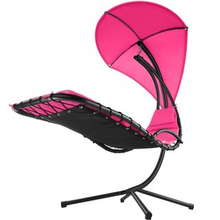 Tumbona colgante toldo grande protección UV 195 x 132 x 197 cm rosa