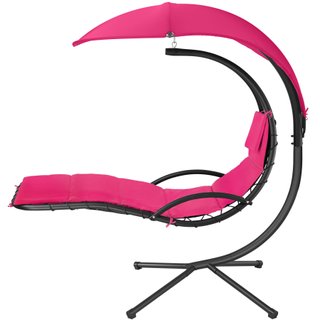 Tumbona colgante toldo grande protección UV 195 x 132 x 197 cm rosa