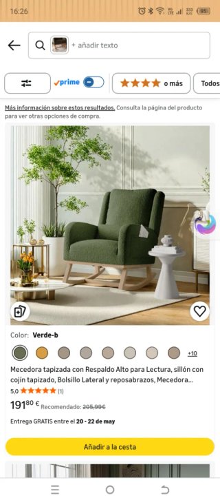 Sofá mecedora Tela y Madera